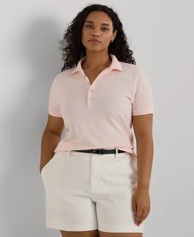 Lauren Ralph Lauren Plus Size Short-sleeve Polo Shirt In Pink Opal