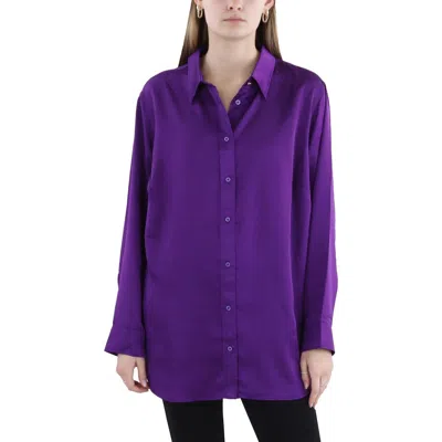 Ralph Lauren Satin Charmeuse Shirt In Purple
