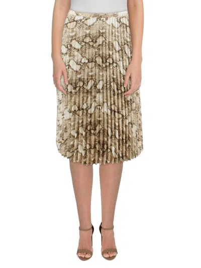Lauren Ralph Lauren Plus Womens Pleated Printed Pleated Skirt In Brown