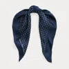 Ralph Lauren Polka-dot Silk Twill Square Scarf In Navy
