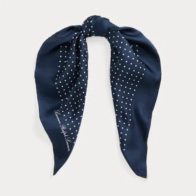Ralph Lauren Polka-dot Silk Twill Square Scarf In Navy
