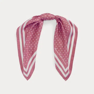 Ralph Lauren Polka-dot Silk Twill Square Scarf In Pink
