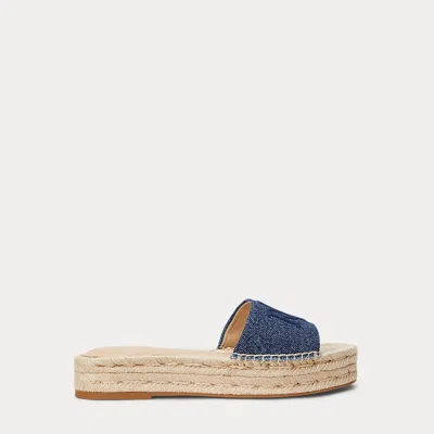 Ralph Lauren Polly Washed Denim Espadrille In Oxford Blue