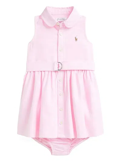 Ralph Lauren Babies' Polo Pony-embroidered Dress In 粉色