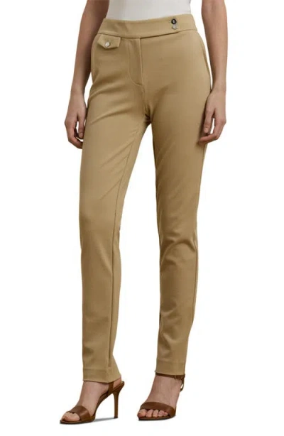 Ralph Lauren Lauren  Ponte Ankle Slim Straight Leg Pants In Birch Tan