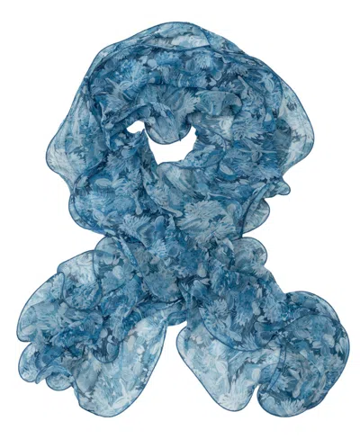 Ralph Lauren Pre-spring Floral Double Ruffle Scarf In Blue