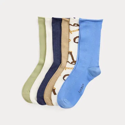 Ralph Lauren Print & Knit Roll-top Sock 6-pack In Multi