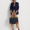 Ralph Lauren Print Canvas Large Devyn Tote Bag In Refined Navy/lauren Tan