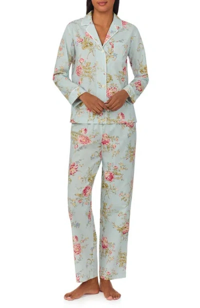 Ralph Lauren Lauren  Print Cotton Blend Pajamas In Mint Floral