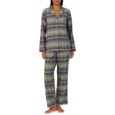 Ralph Lauren Lauren  Print Cotton Blend Pajamas In Multi Plaid
