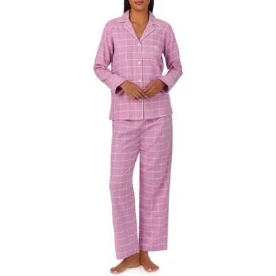 Ralph Lauren Lauren  Print Cotton Blend Pajamas In Pink Plaid
