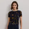 Ralph Lauren Women's Print Cotton-blend Short-sleeve Sweater In Navy Multi