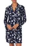 Ralph Lauren Lauren  Print Cotton Blend Sleep Shirt In Navy Print