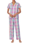 Ralph Lauren Lauren  Print Cotton Pajamas In Pink Plaid