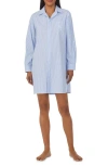 Ralph Lauren Lauren  Print Cotton Sleepshirt In Blue Stripe