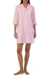 Ralph Lauren Plus Size Long-sleeve Roll-tab His Shirt Sleepshirt In Pink Stripe