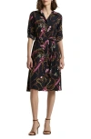 Ralph Lauren Floral-print Belted Dress In Navy Multi