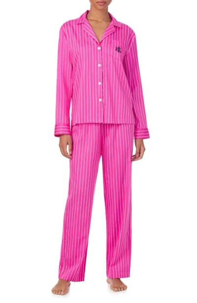 Ralph Lauren Lauren  Print Pajamas In Pink Stripe