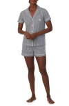 Ralph Lauren Lauren  Print Short Pajamas In Navy White Sripe