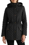 Ralph Lauren Lauren  Quilted Hooded Jacket In Black