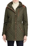 Ralph Lauren Lauren  Quilted Hooded Jacket In Botanic Green
