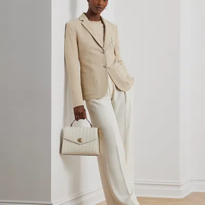 Ralph Lauren Quilted Leather Medium Farrah Satchel In White