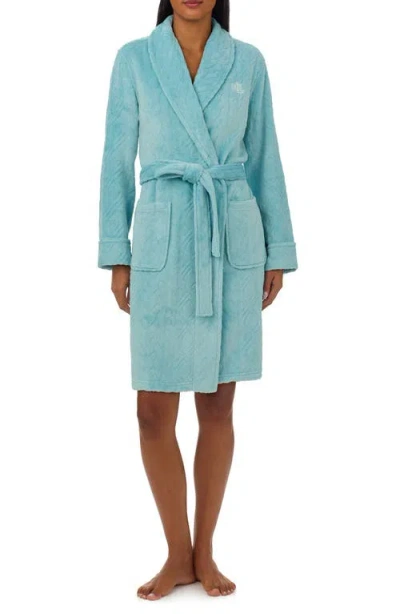 Lauren Ralph Lauren Cotton Interlock Shawl-collar Robe In Turquoise