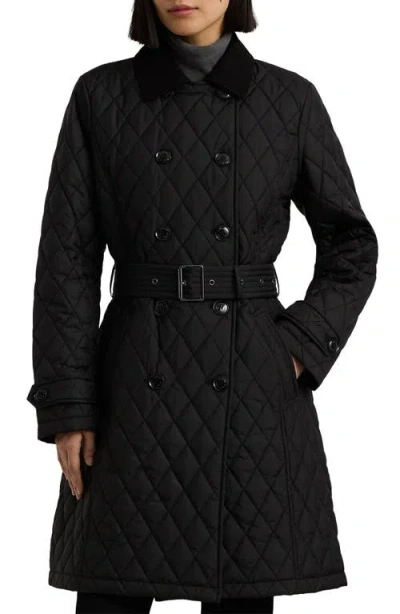 Ralph Lauren Lauren  Quilted Trench In Black