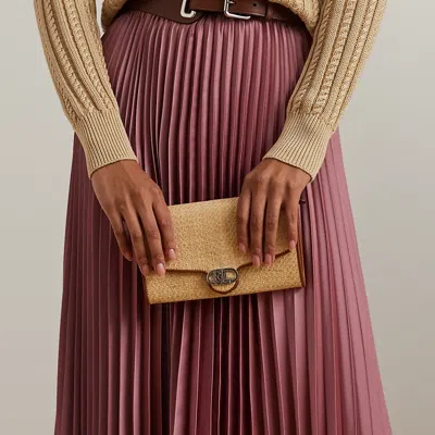 Ralph Lauren Raffia Medium Adair Crossbody In White