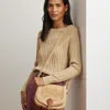 Ralph Lauren Raffia Medium Colbie Messenger Crossbody In Light Sand/lauren Tan