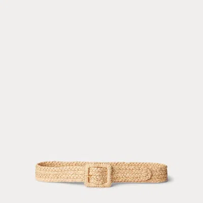 Ralph Lauren Raffia Wide Belt In Natural