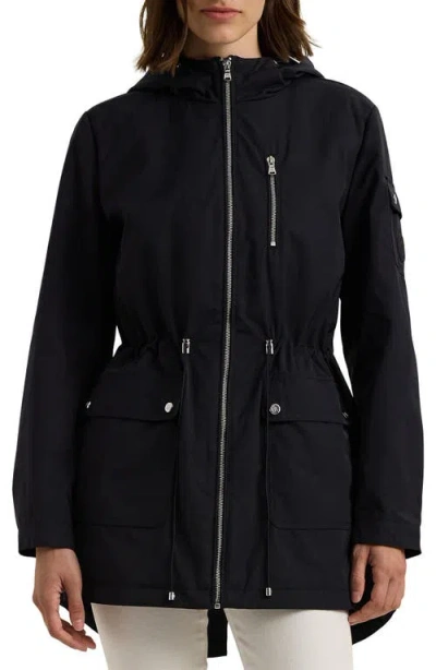 Lauren Ralph Lauren Raincoat With Hood & Removable Quilted Bib In Dark Navy