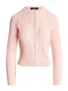 Ralph Lauren Lauren  Cable-knit Cotton Cardigan Woman Cardigan Light Pink Size Xl Cotton In Pink