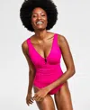 Ralph Lauren Ring Over The Shoulder One Piece Swimsuit In Orchid