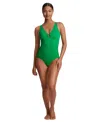 Ralph Lauren Ring Over The Shoulder One Piece Swimsuit In Palm Green