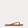 Ralph Lauren Raquel Leather Flip-flop In Lauren Tan