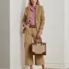 Ralph Lauren Rattan & Leather Medium Devyn Tote Bag In Natural/lauren Tan