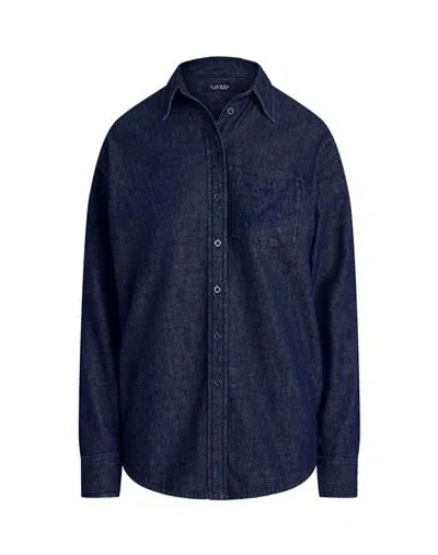 Ralph Lauren Lauren  Relaxed Fit Denim Shirt Woman Denim Shirt Blue Size L Cotton In Rinse Wash