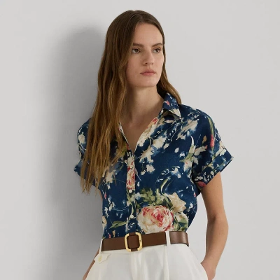 Lauren Ralph Lauren Relaxed Fit Floral Short-sleeve Shirt In Blue Multi