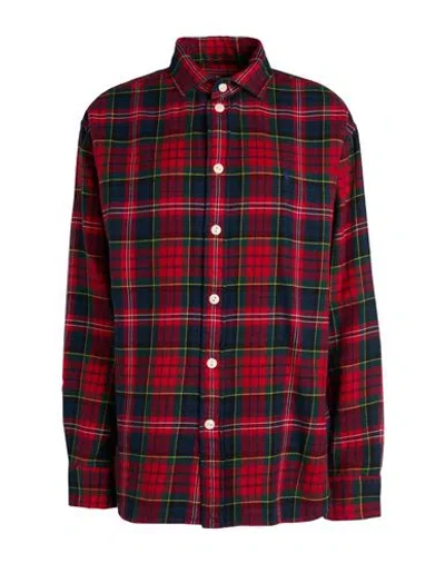 Ralph Lauren Lauren  Relaxed Fit Plaid Cotton Shirt Woman Shirt Red Size L Cotton