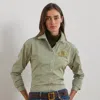 Ralph Lauren Relaxed Fit Striped Broadcloth Shirt In Olive/white