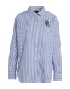 Ralph Lauren Lauren  Relaxed Fit Striped Stretch Cotton Shirt Woman Shirt Blue Size L Cotton, Elastan In Blue