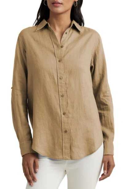 Ralph Lauren Lauren  Relaxed Linen Button-up Shirt In Birch Tan
