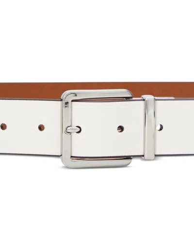 Ralph Lauren Reversible Crosshatch Leather Belt In Soft White,lauren Tan