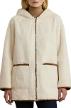 Lauren Ralph Lauren Reversible Hooded Faux Fur Coat In Ivory Cream