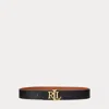 Ralph Lauren Reversible Pebbled Leather Wide Belt In Black/lauren Tan