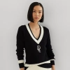 Ralph Lauren Cable-knit Cotton Cricket Sweater In Black/mascarpone Cream