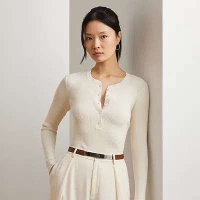Ralph Lauren Rib-knit Henley Sweater In Mascarpone Cream