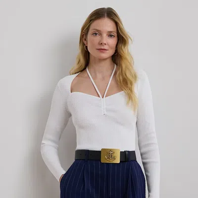 RALPH LAUREN RIB-KNIT LONG-SLEEVE HALTER SWEATER