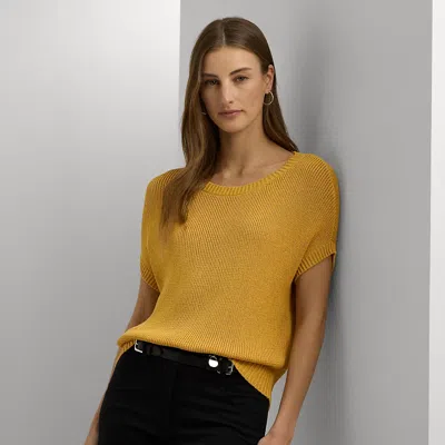 Lauren Ralph Lauren Rib-knit Short-sleeve Sweater In Golden Sun